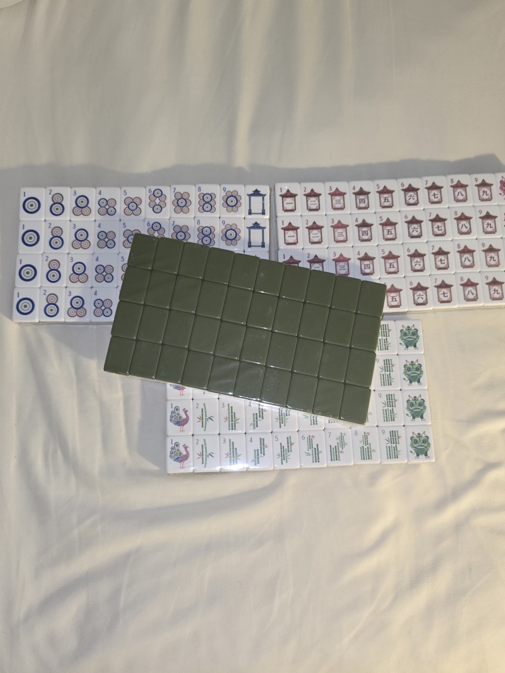 Green Mahjong Tiles Set - Olive Green Tiles